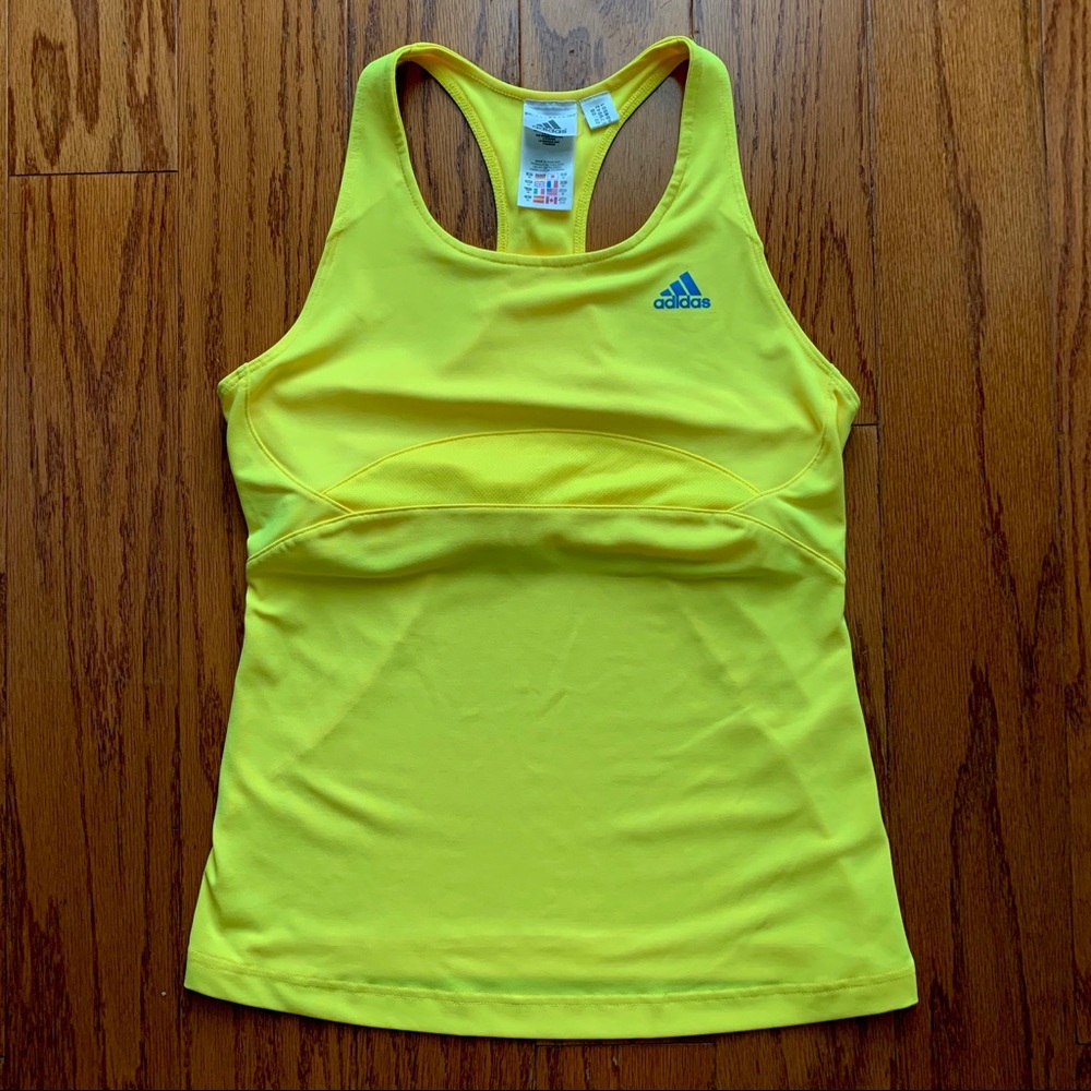 Bright Yellow ADIDAS Built In Bra Workout Tank